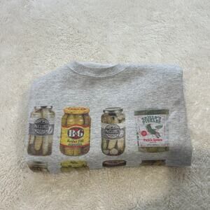 Unisex Pickle Jar Sweatshirt Crewneck Graphic Gray M Minimialist Fun Soft Goofy